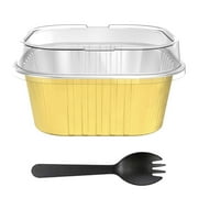 Aluminium Foil Square Brownie Baking Cups, Mini Loaf Pans With Lids 50 Pack, Disposable Baking Pan, Cupcake Container for Brownie Bread Cheesecake-Black-golden
